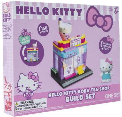 Hello Kitty Boba Tea Shop Kid's Building Block Toy, 158 Piece