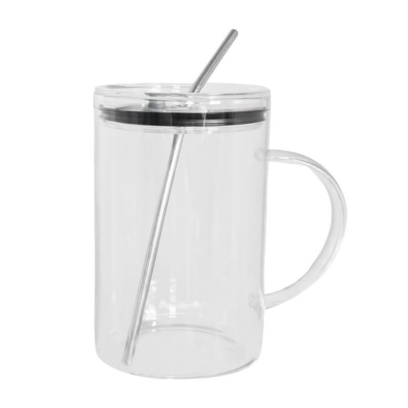 Glass Drinking Glass Large Glass With Lid And Straw Drinking Cup For Home Use - Glassware For Hydration And Kitchen