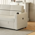 thumbnail image 3 of 85'' Corduroy Sofa Bed with Storage Chaise, Multi-Functional Sofa with Two Cup-holder and USB Charge Port, 3 Seater Sleeper Sofa for Living Room, Guest Room, Beige, 3 of 7