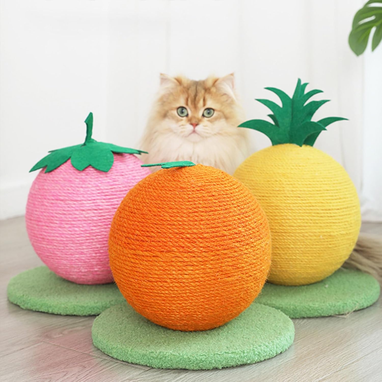 Colourtree Pink Cat Scratching Board Cat Scratching Post Fruit Shape Cat Scratcher Vertical Cat Scratch Post for Indoor Cat Scratching Ball Cat Scratcher Scratch Pad