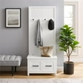 thumbnail image 4 of Pemberly Row Modern Farmhouse Wood Hall Tree in White Finish, 4 of 13