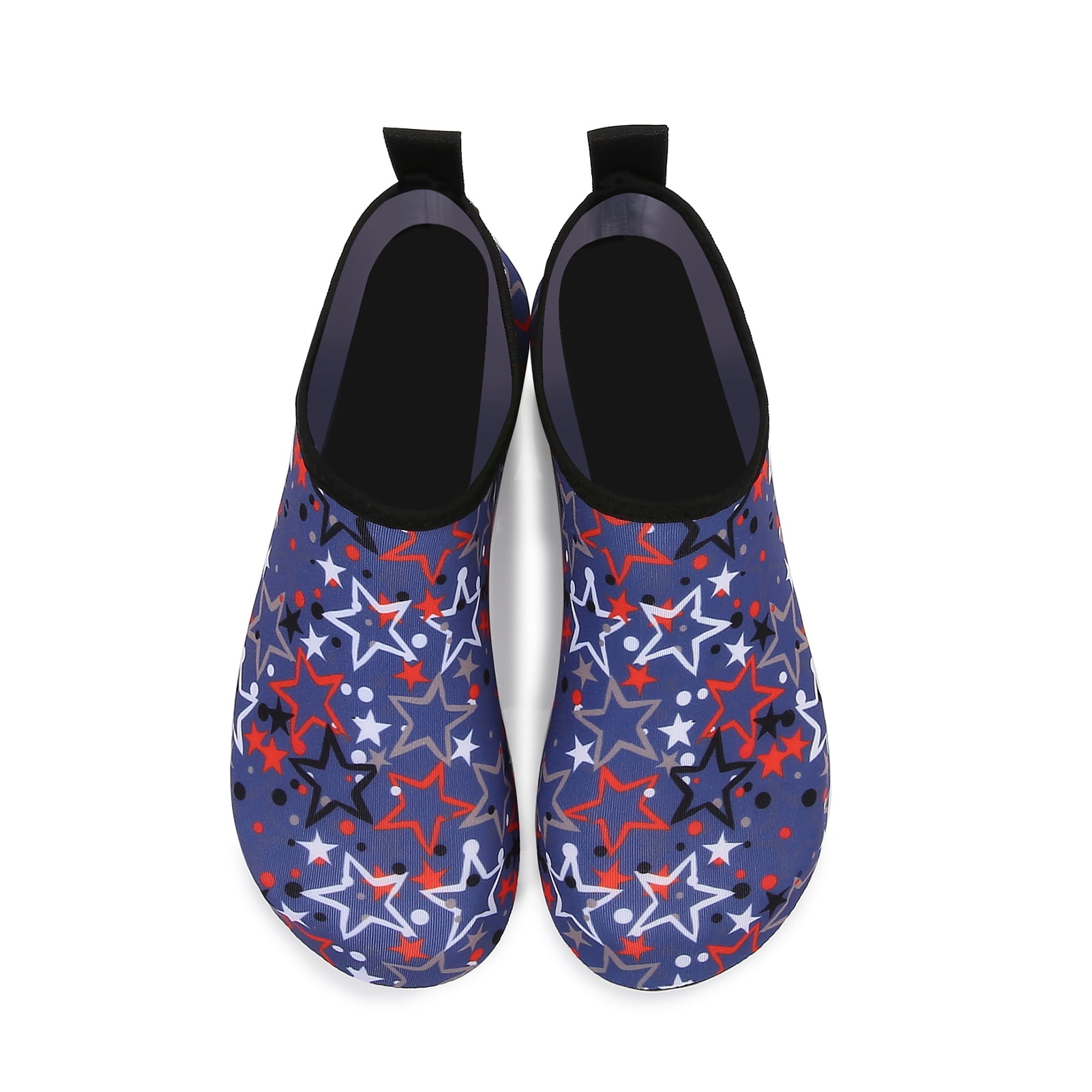 Men and Women a Slip On Barefoot Quick-Dry Beach Aqua Yoga Water Shoes (Star/White Red, 9.5-10.5 Women/8.5-9 Men)
