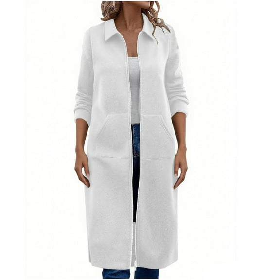 Mlzmgr Womens Long Jackets Collared Hooded Coats with Pockets Casual Outdoor Outerwears for Women