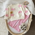 thumbnail image 2 of Baby Girl Outfit Set Toddler Clotheing Pink 3D Bow Decoration Sweatshirt Pants 2-Piece Sizes 6 Months-3 Years, 2 of 14