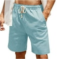 thumbnail image 2 of Linen Shorts for men Big and Tall,Men's Long Linen Shorts Below Knee Pocketed 3/4 Summer Drawstring Capri Pant,Mens Linen Shorts Drawstring, 2 of 6