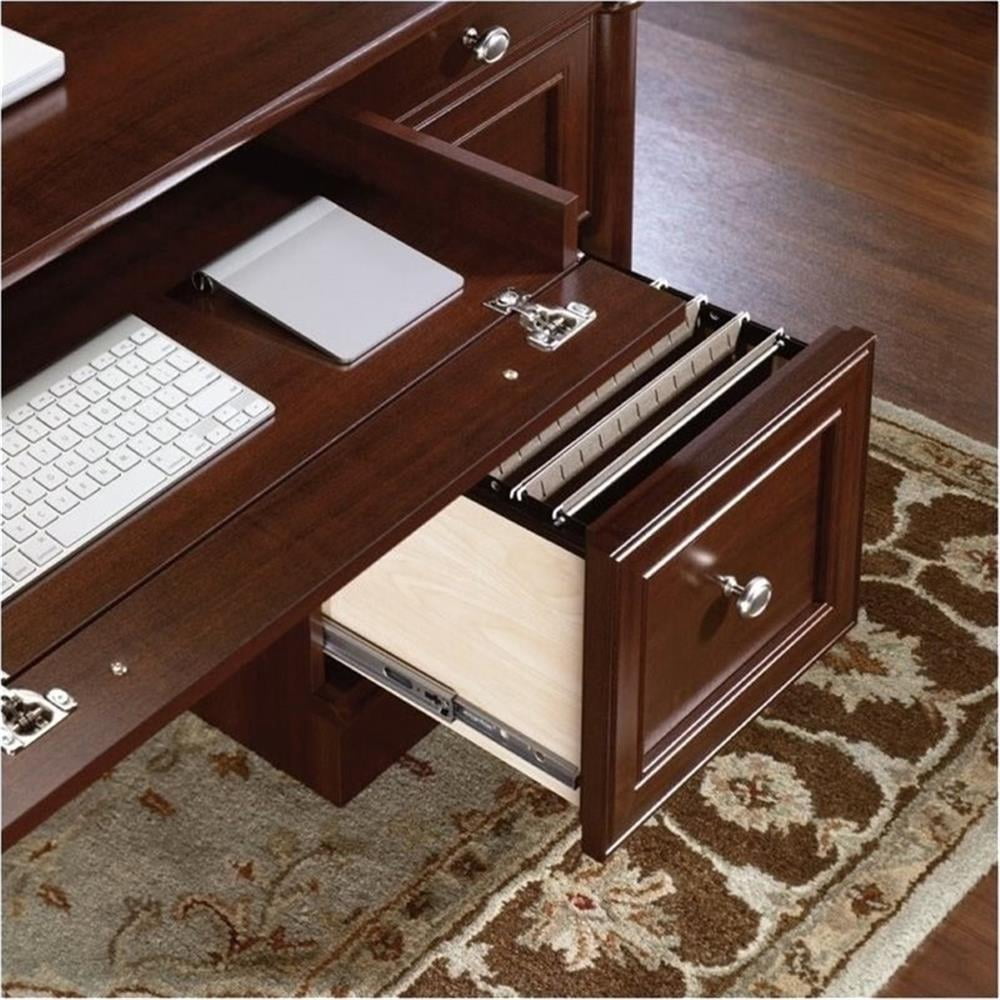 Bowery Hill Engineered Wood 6-Drawers Executive Desk in Select Cherry
