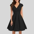 thumbnail image 2 of EINCcm Women Short 1950s Retro Vintage Cocktail Party Swing Dresses Deep V Neck Short Sleeve A-Line Flowy Mini Summer Dresses, 2 of 6