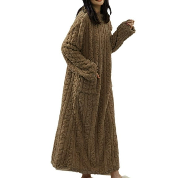 Warm Home Wear Nightgowns Womens Coral Velvet Jacquard Winter NEW Robe