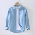 thumbnail image 5 of Men's Casual Cotton and Linen Long Sleeve Shirt, 5 of 12