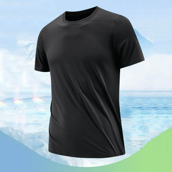 Fnnxeal Summer T-Shirts for Men Big and Tall Shirts Men's Round Neck Shirts Mens Short Sleeve Shirts Black Casual Tshirts 4XL