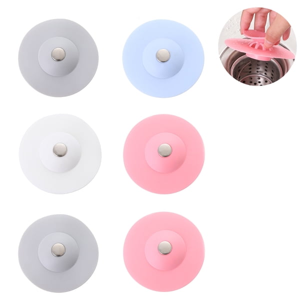 6 piezas de cubierta de drenaje de piso, bloqueando el olor, recogedor de pelo, tapón de pelo de silicona duradero, cubiertas de drenaje de ducha, fregadero de baño y coladores de drenaje de bañera Xemadio 2034862