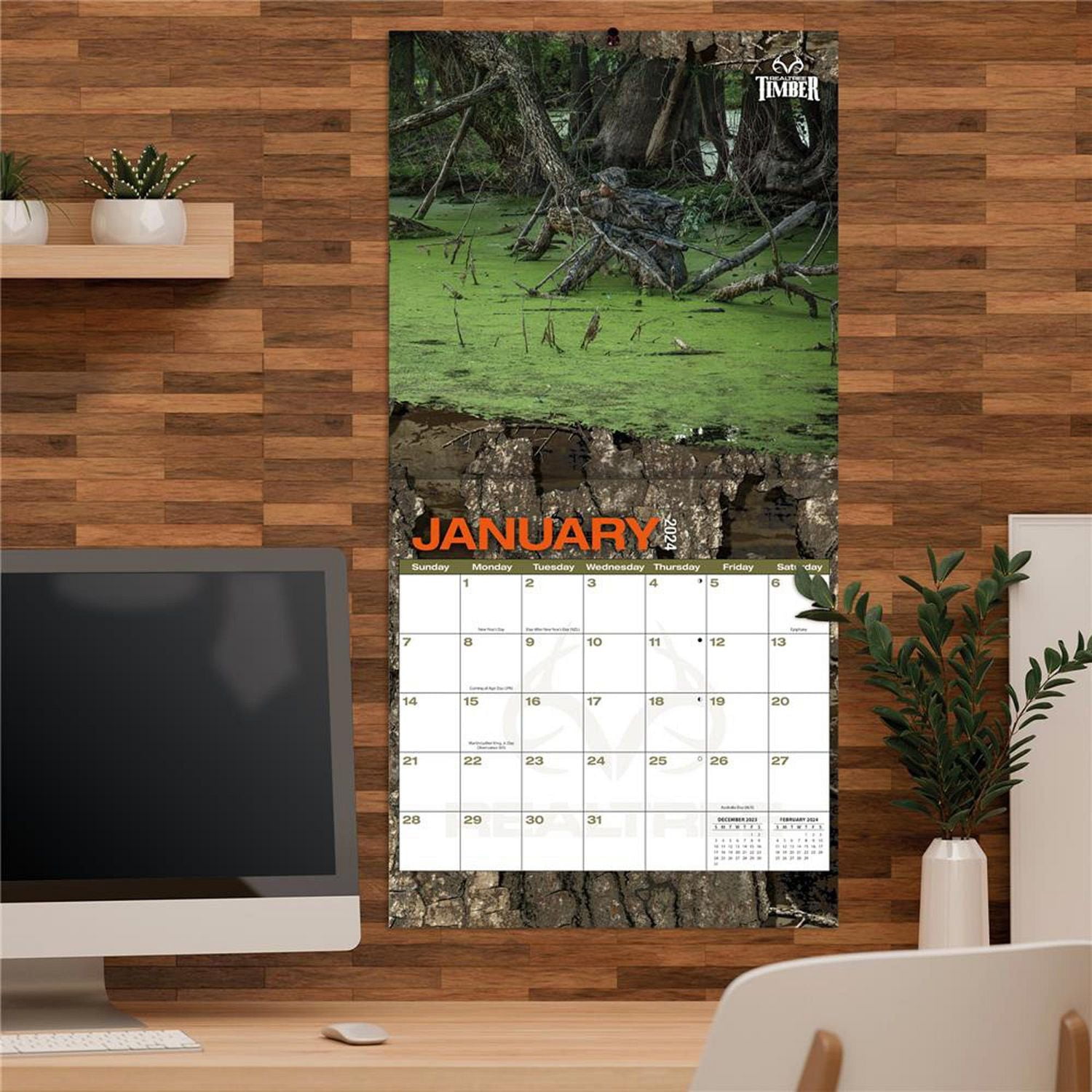 Turner Licensing Realtree Hidden Hunter 2024 12x24 Inch Square Wall Calendar, 9781469396903