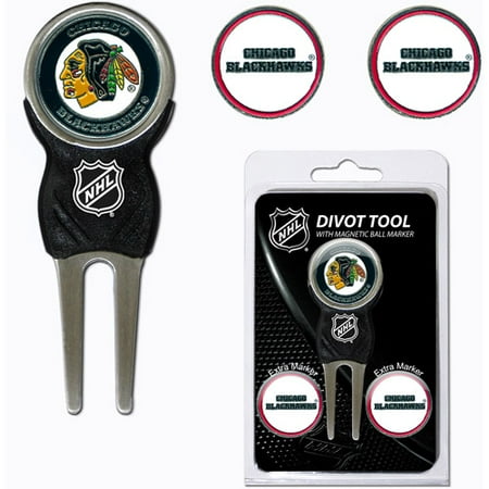 Team Golf NHL Chicago Blackhawks Divot Tool Pack With 3 Golf Ball Markers