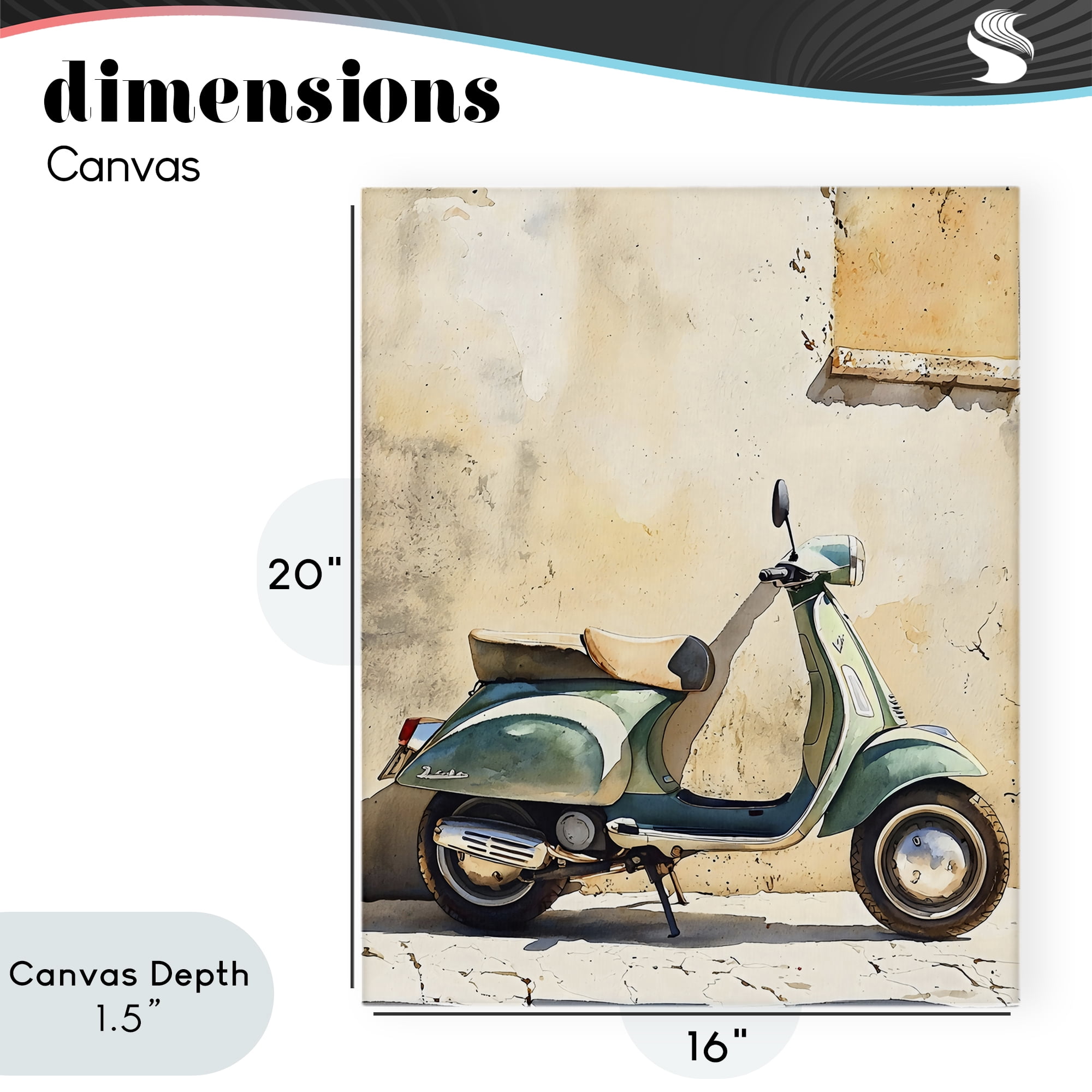 Stupell Industries Vintage Scooter on Italian Street Canvas Wall Art, design by LSR Design Studio