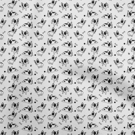

oneOone Georgette Viscose White Fabric Floral & Puppies Dress Material Fabric Print Fabric By The Yard 42 Inch Wide