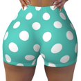 thumbnail image 2 of Balery Teal Turquoise And White Polka Dot Pantalones cortos de entrenamiento estampados para mujer, sin costuras, ajustados, para gimnasio, yoga, correr, deportes, ejercicio activo, fitness.-Large, 2 of 8