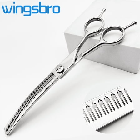 wingsbro Dog Down Curved Thinning Scissors, 7 inches Sharp Pet Grooming Scissors, Pet Shears for Groomer