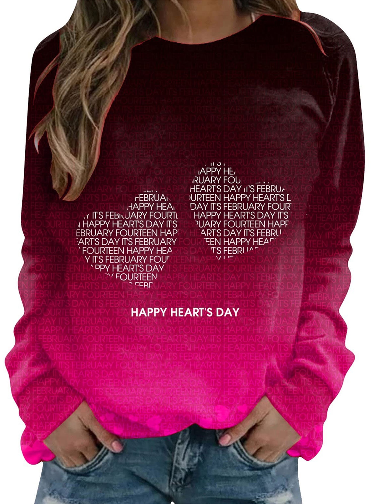 EYIIYE Valentine's Day Women Sweater Heart/ Angel Baby/ Letter Print ...
