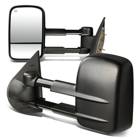 DNA Motoring TWM-003-T111-BK For 2007 to 2013 Silverado / Sierra HD Pair of Black Powered   Heated Glass   Manual Extenable Side Towing Mirrors 09 10 11 12