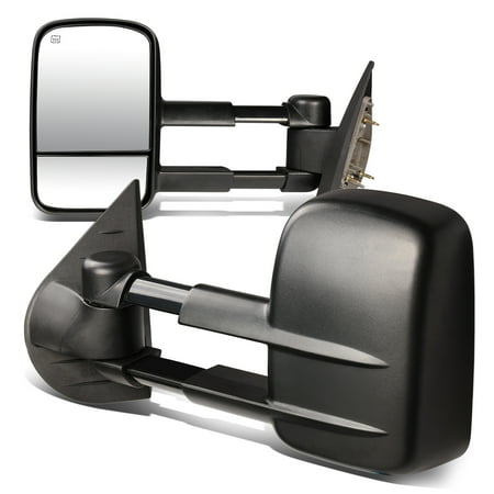 For 07-13 Silverado / Sierra HD Pair of Black Powered + Heated Glass + Manual Extenable Side Towing Mirrors 09 10 11 12