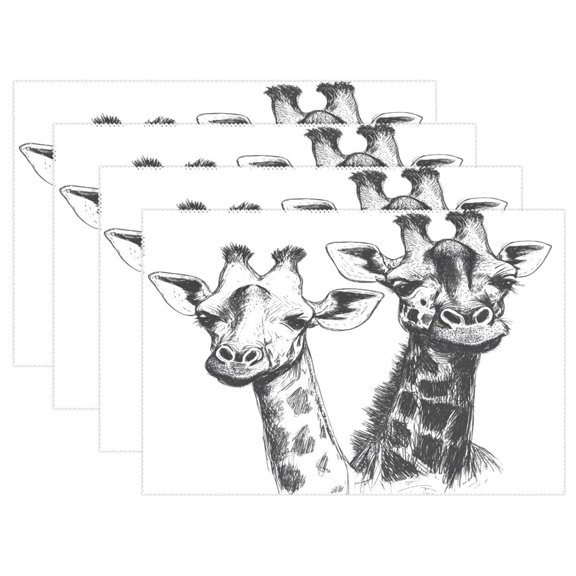 Ryvnso Placemats Set of 4 Giraffes Dining Mats Heat-Resistant Non-Slip Washable Table Mat