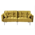 thumbnail image 4 of US Pride Furniture Bernal 75.6"W  Velvet Futon Sofa Bed Sleeper Greenish Yellow, 4 of 5
