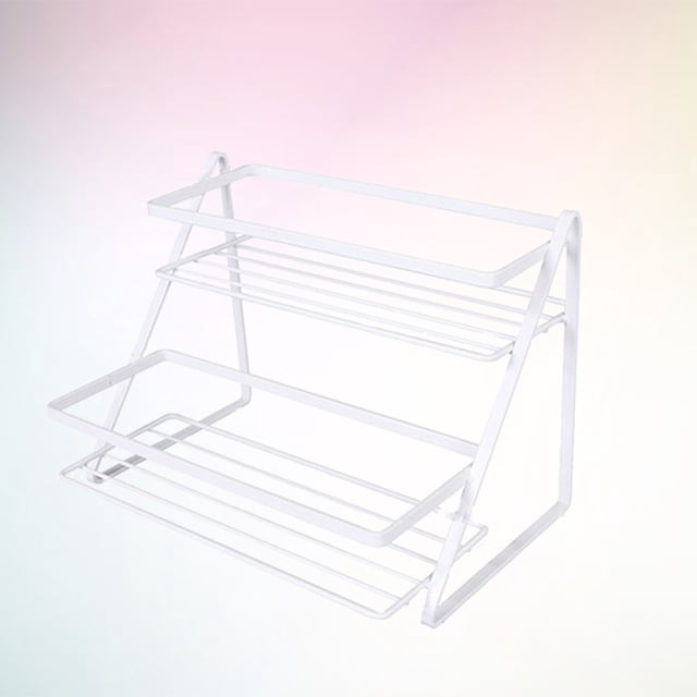 BESTYASH 1Pcs Modern Metal Shelf Rack for Kitchen Countertop and Bathroom Sink in White 24.8x15.1x18.5in