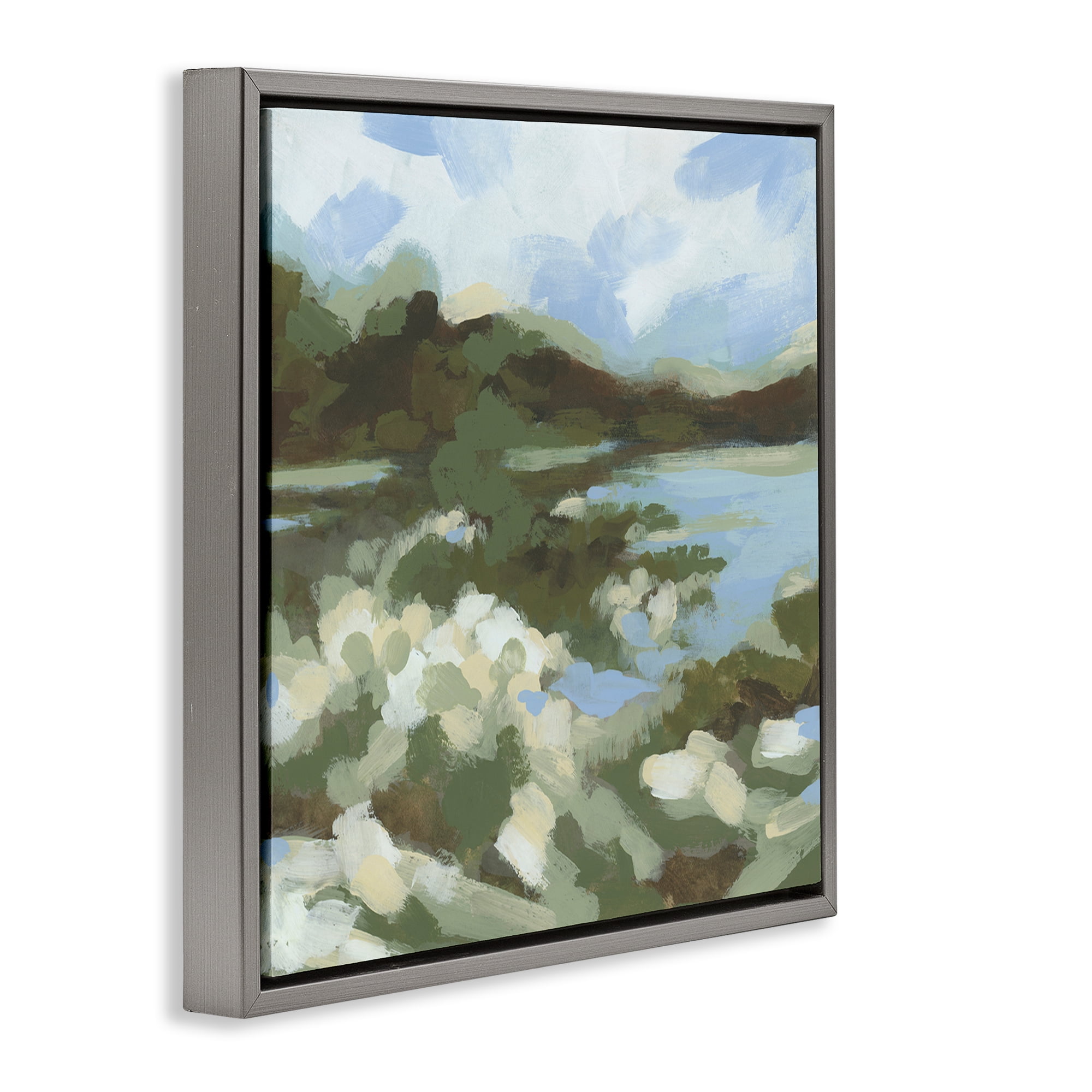 Stupell Industries Fluid Green Seascape Landscape & Nature Painting Gray Floater Framed Canvas Art Print Wall Art, 25 x 25