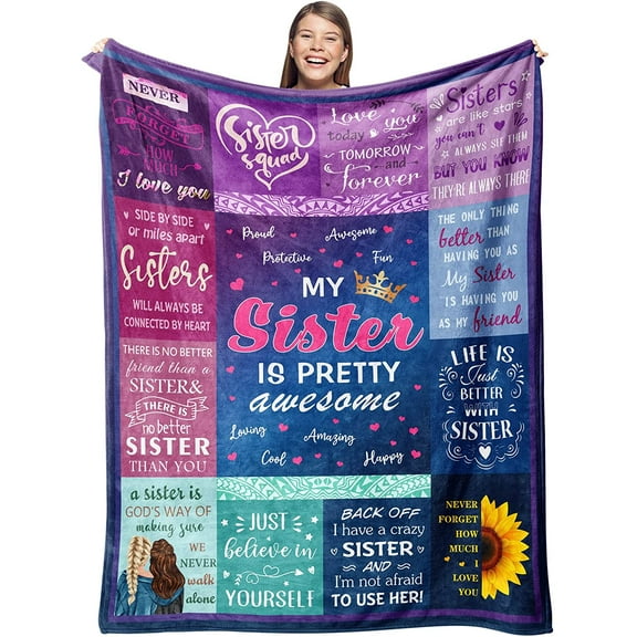 Sisters Gifts from Sister Blankets, Gifts for Sister Throw 50" X 60", Sister Birthday Gifts from Sister,Big Sister Gift, Soul Sister Gifts, Sister Gifts for Women, Sister Birthday Gift Ideas