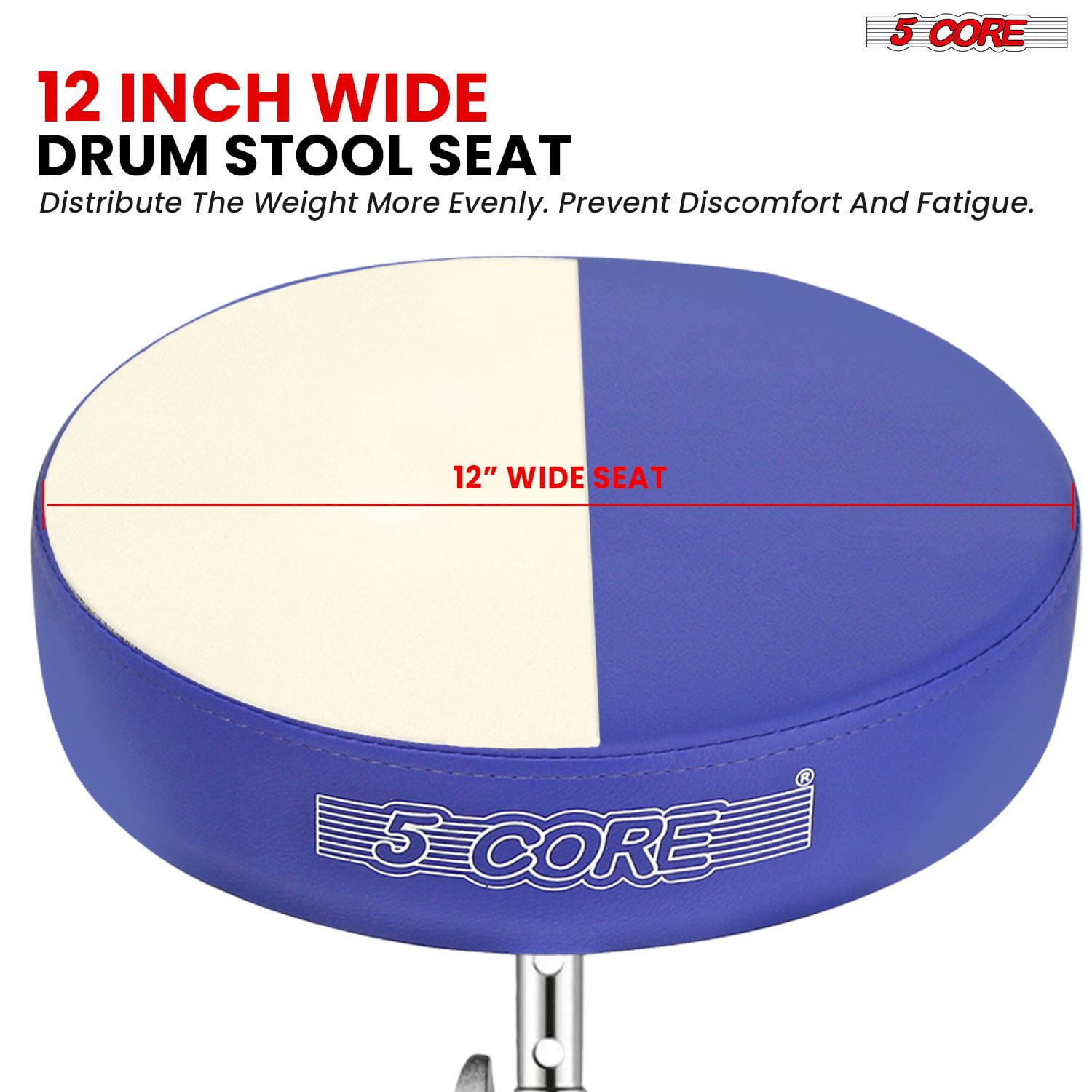 Drum Throne Padded Guitar Stool Height Adjustable Music Chair Seat Universal for Adults & Kids with Anti Slip Rubber Feet DS CH Blue