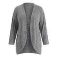 thumbnail image 5 of GRACE & GRANDEUR Women's Plus Size Open Front Cardigan Ribbed Knit Long Sleeve Casual Sweaters Cardigans with Pockets 1X Gray, 5 of 7