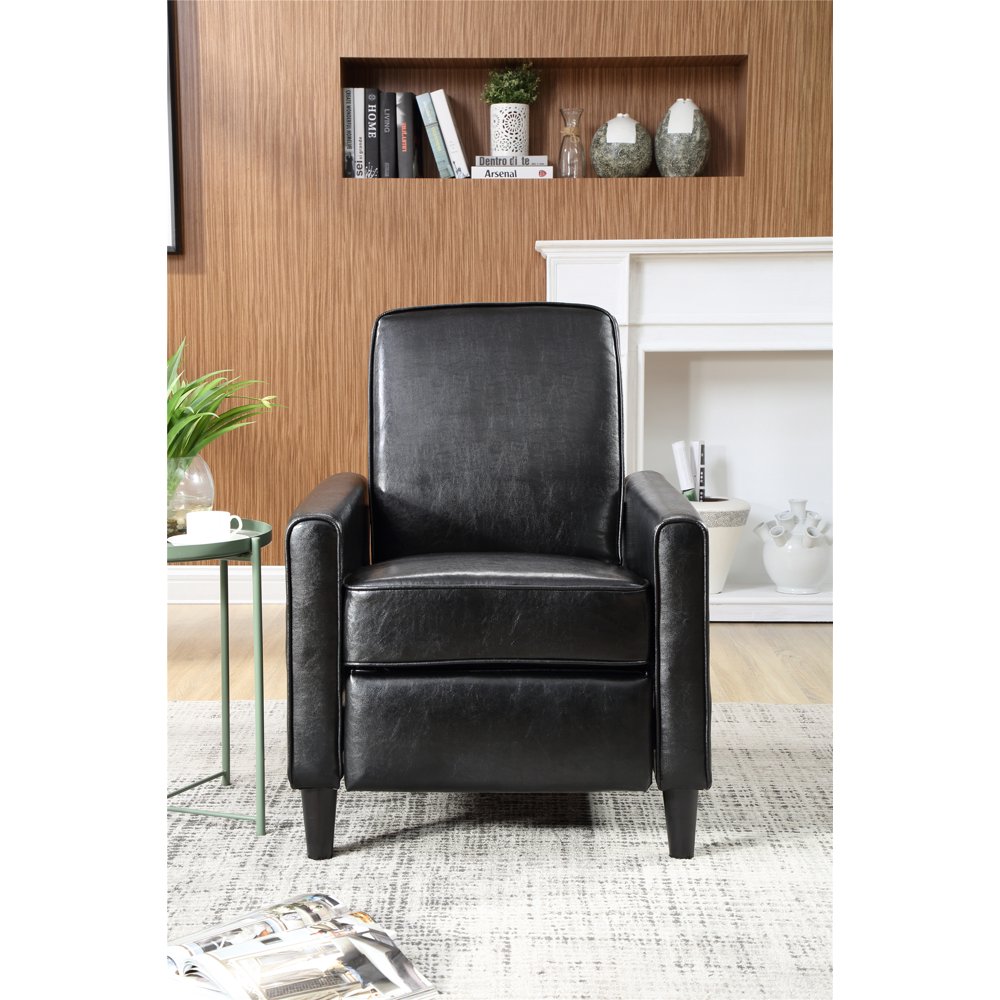 Push Back Faux Leather Recliner, Black Color