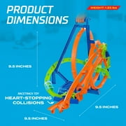 Hot Wheels Track Set w/ 5 Crash Zones, Motorized Booster, 1 Car, 2 Loops