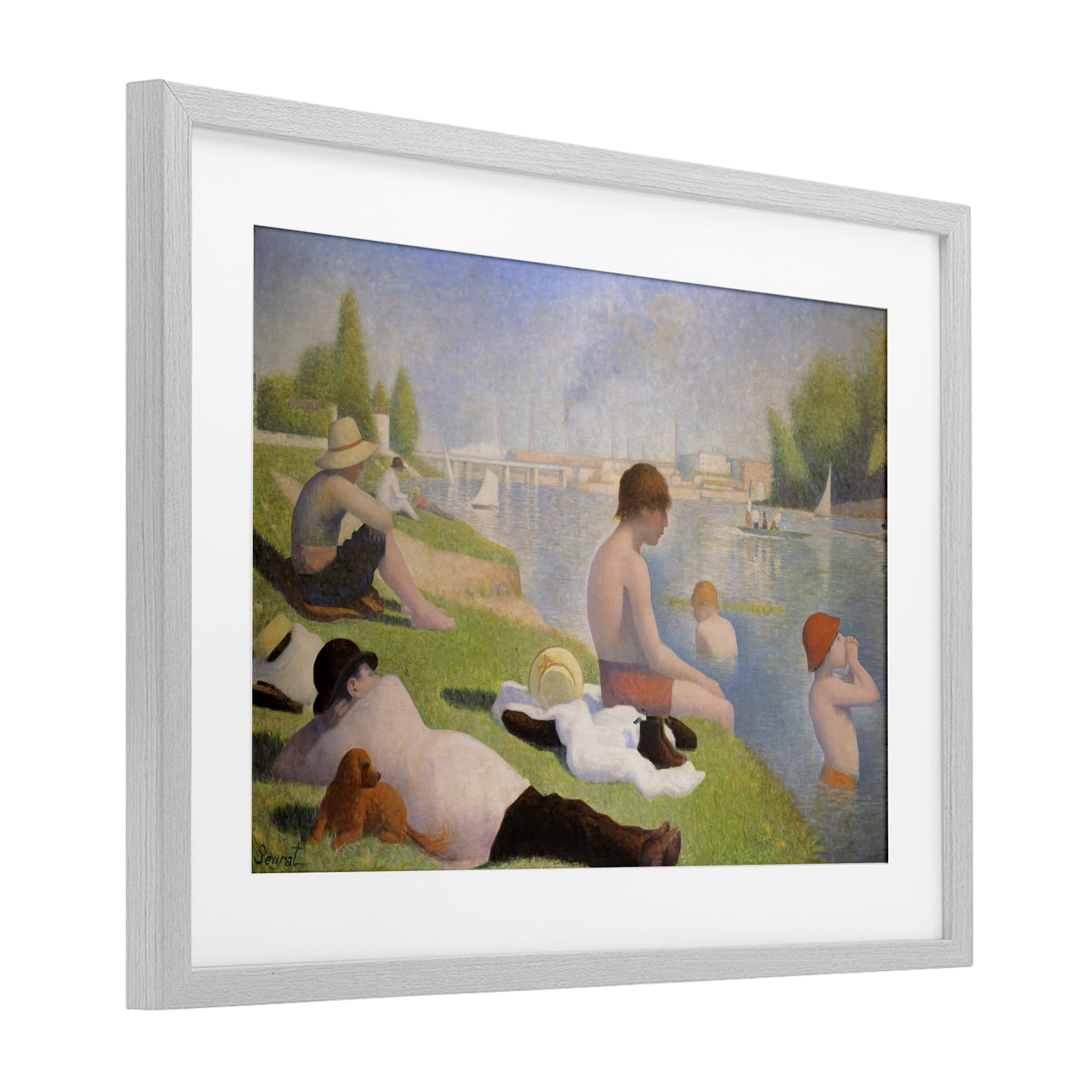 Stupell Industries Afternoon Bathers Georges Seurat Gray Framed Print Under Glass, design by Georges Seurat