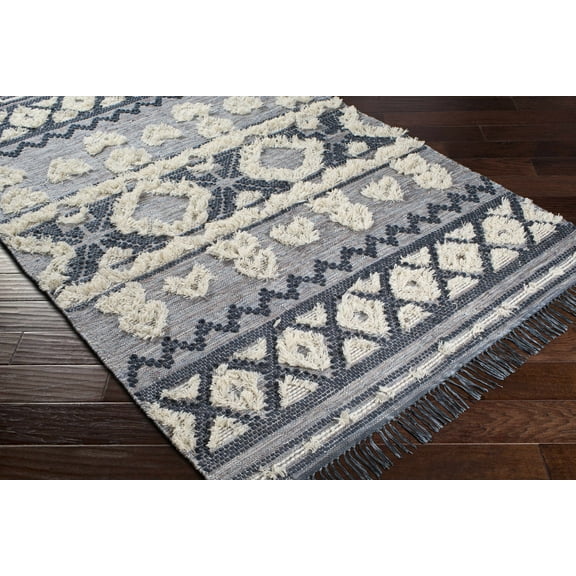 Hauteloom Gakona Wool Living Room, Bedroom Area Rug - Bohemian/Global - Teal, Navy, Light Blue - 2' x 3'