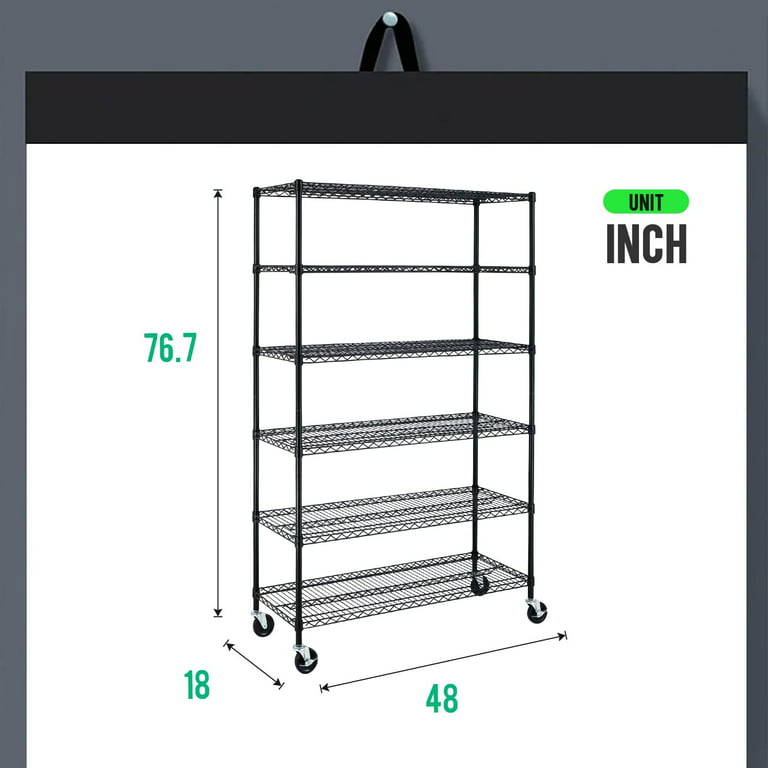 YRLLENSDAN Storage Shelves for Garage Storage, 82H 6 Tier Garage Shelf  Wire Shelving Rack for Home Metal Storage Shelf 1320lbs Capacity Adjustable