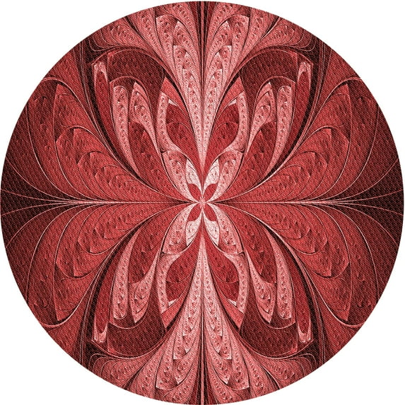 Ahgly Company Machine Washable Indoor Round Transitional Grapefruit Red Area Rugs, 7' Round