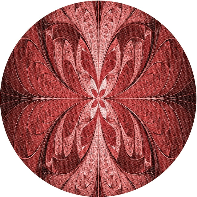 Ahgly Company Machine Washable Indoor Round Transitional Grapefruit Red Area Rugs, 7' Round