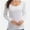 White, variant on Womens Long Sleeve Scoop Neck Tops Casual Slim Fitted Basic Shirts