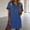 Dresses-433Blue, variant on Dresses for Women Denim Trim V-Neck Collared Dress Short Sleeve Button Front Loose Fit Shift Mini Dress Casual Tunic Dress with Pockets White M