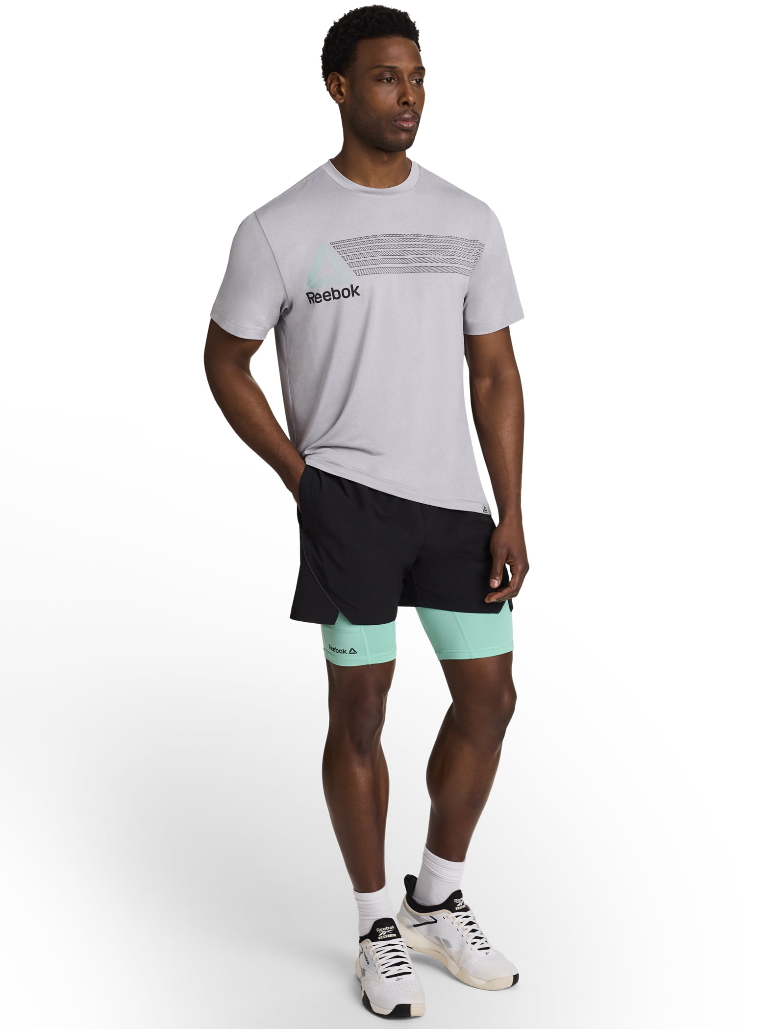 Reebok Men's and Big Men's Strength 2-IN-1 Woven Short 6" Inseam, Sizes S-3XL