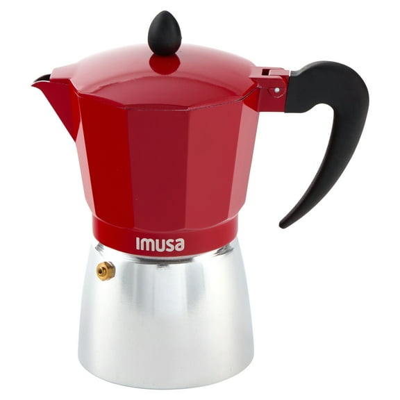 IMUSA 6cup Cast Aluminum Stovetop Coffeemaker with Red Top