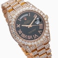 thumbnail image 5 of Pre-Owned Rolex Day-Date II 41MM 218235 Black Roman Diamond Dial Diamond Bezel 18K Rose Gold Full Diamond President Bracelet 25.75ct, 5 of 8