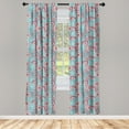 thumbnail image 2 of Ambesonne Vintage 4-Panel Curtains, Oriental Spring Flowers, 56"x63", Pink Pale Blue, 2 of 4