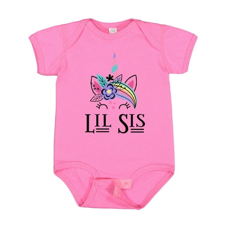 

Inktastic Little Sister Unicorn Lil Sis Outfit Gift Baby Girl Bodysuit