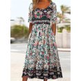 thumbnail image 2 of Summer Dresses for Women Plus Size Clearance Sale Boho Floral Casual Beach Short Sleeve Midi Dress, 2 of 4