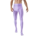 thumbnail image 3 of YEAHDOR Mens Glossy Shiny Leggings Shiny Slim Fit Gym Workout Dance Pants Light Purple XL, 3 of 6