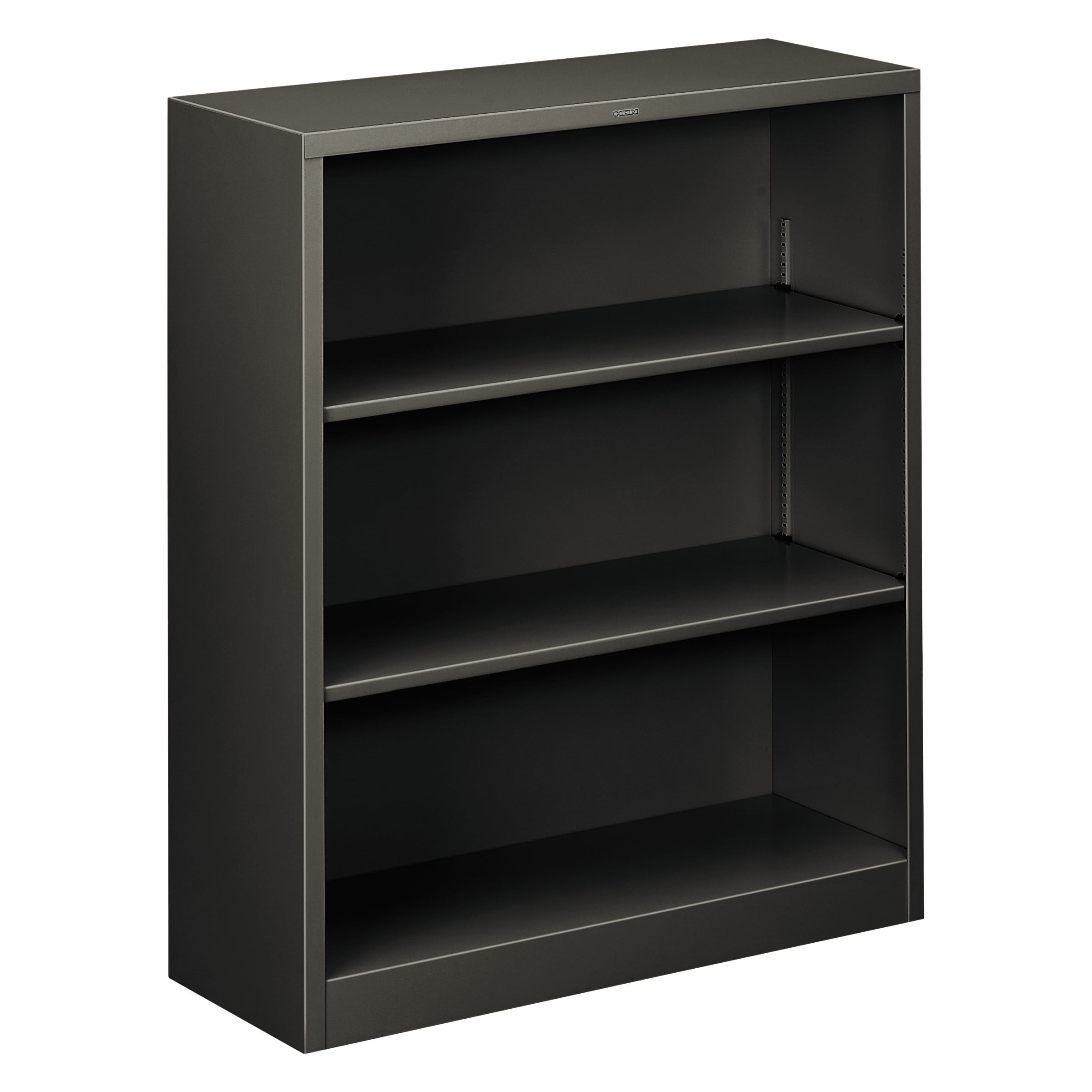 HON Metal Bookcase, ThreeShelf, 341/2w x 125/8d x 41h, Charcoal