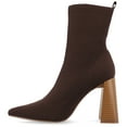 thumbnail image 3 of Journee Womens Noralinn Tapered Stacked Block Heel Knit Booties, Widths Available, 3 of 10