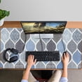 thumbnail image 4 of Long Mouse Pads for Desk,Blue Geometric Quatrefoil Pattern Desk Mats on Top Of Desks, Desk Mouse Pad Extra Large with 3mm Non-Slip Base and Stitched Edge for Gaming,Office,Work,Home 47.3"x23.6", 4 of 6